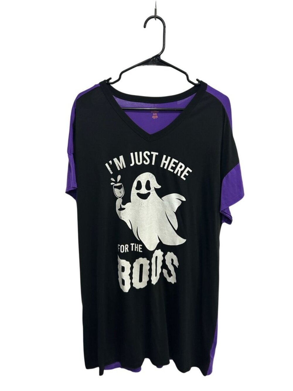 Way To Celebrate! XL Purple V-Neck Shirt I'm Just Here For The Boos Halloween